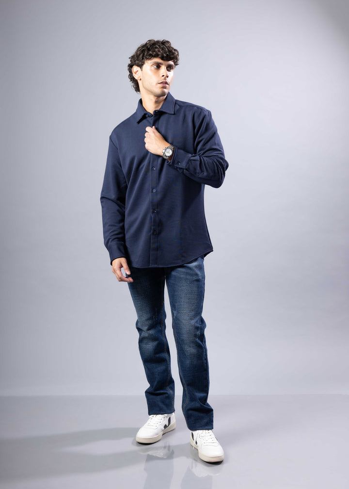 Modern Fit Textured Long Sleeve Button-Up Shirt