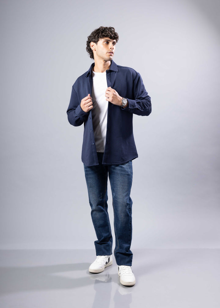 Modern Fit Textured Long Sleeve Button-Up Shirt