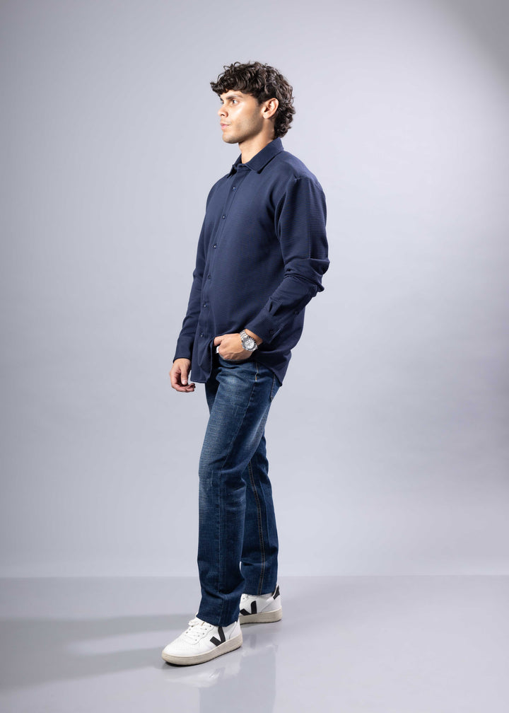 Modern Fit Textured Long Sleeve Button-Up Shirt