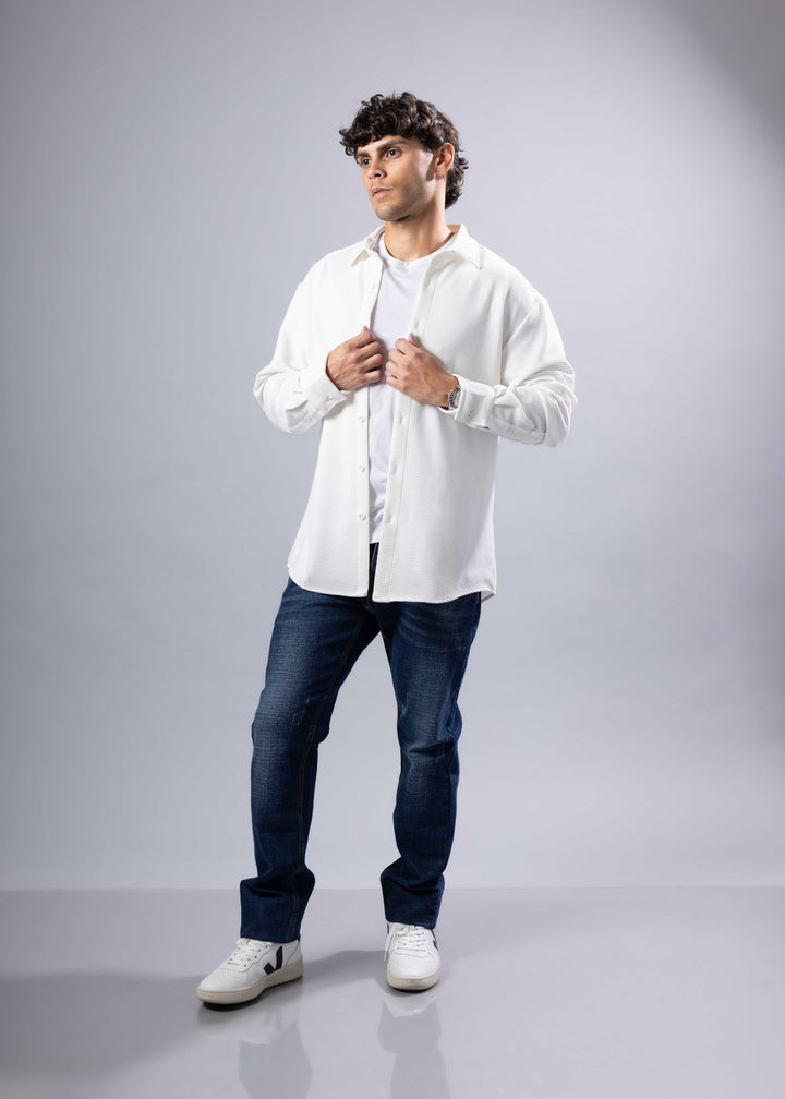 Modern Fit Textured Long Sleeve Button-Up Shirt