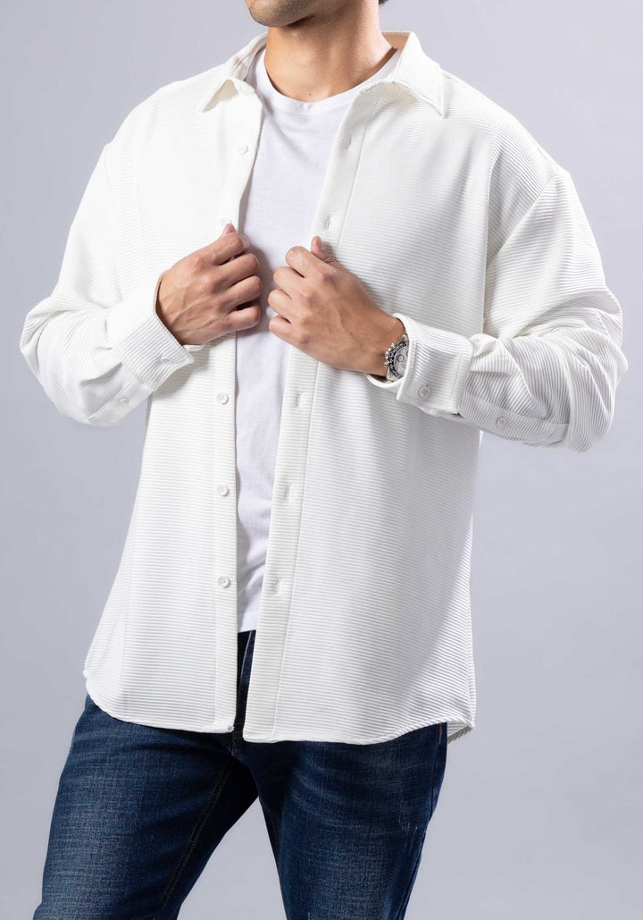 Modern Fit Textured Long Sleeve Button-Up Shirt