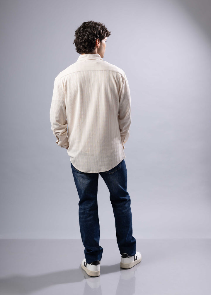 Textured Long Sleeve Button-Up Shirt – Modern Casual Style