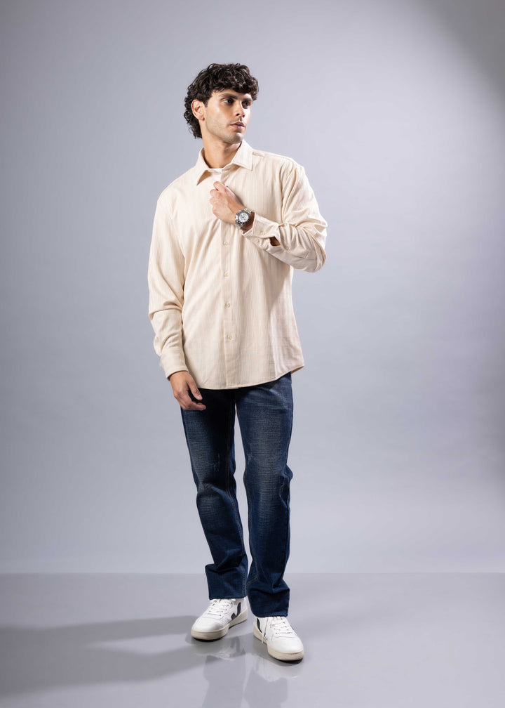 Textured Long Sleeve Button-Up Shirt – Modern Casual Style