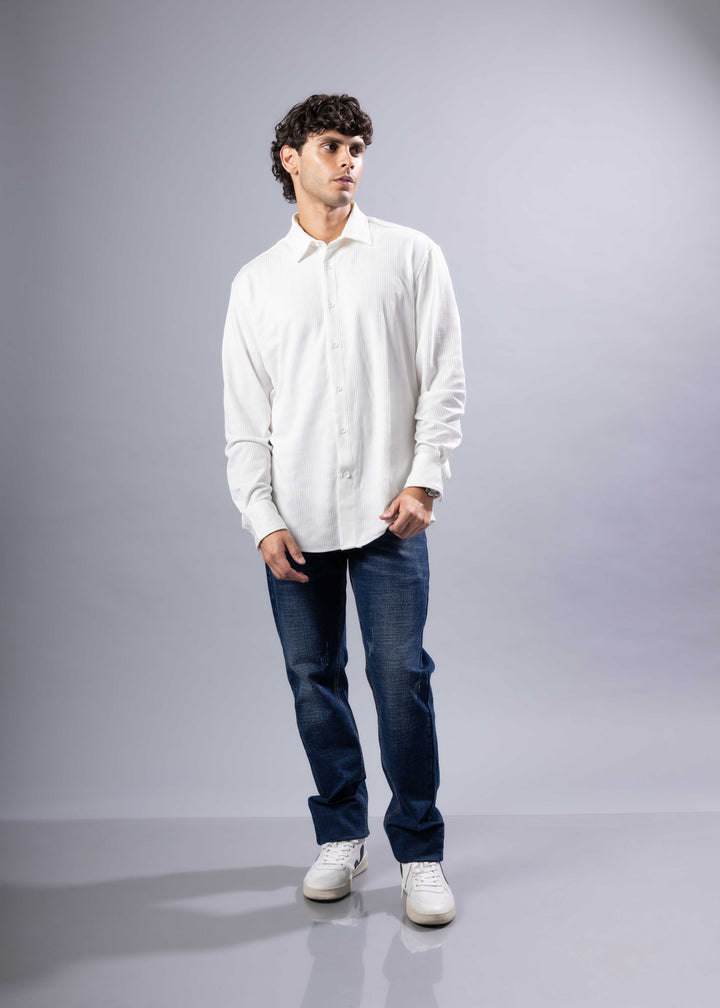 Textured Long Sleeve Button-Up Shirt – Modern Casual Style