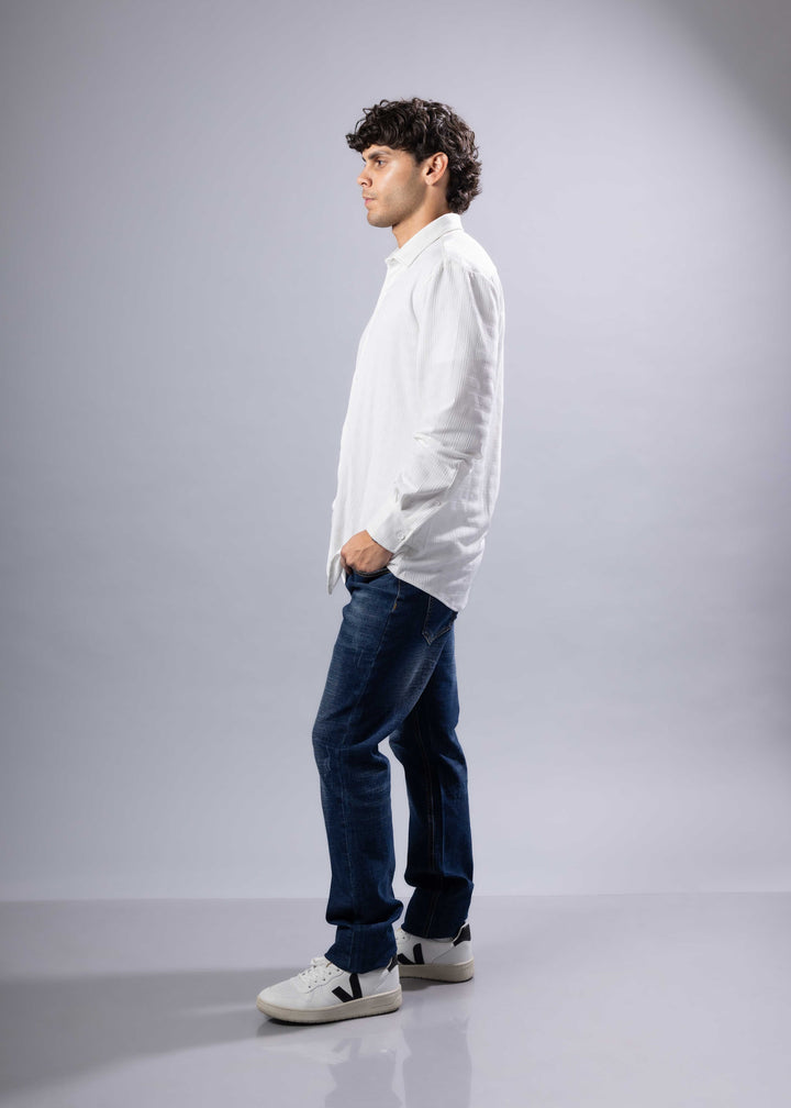 Textured Long Sleeve Button-Up Shirt – Modern Casual Style