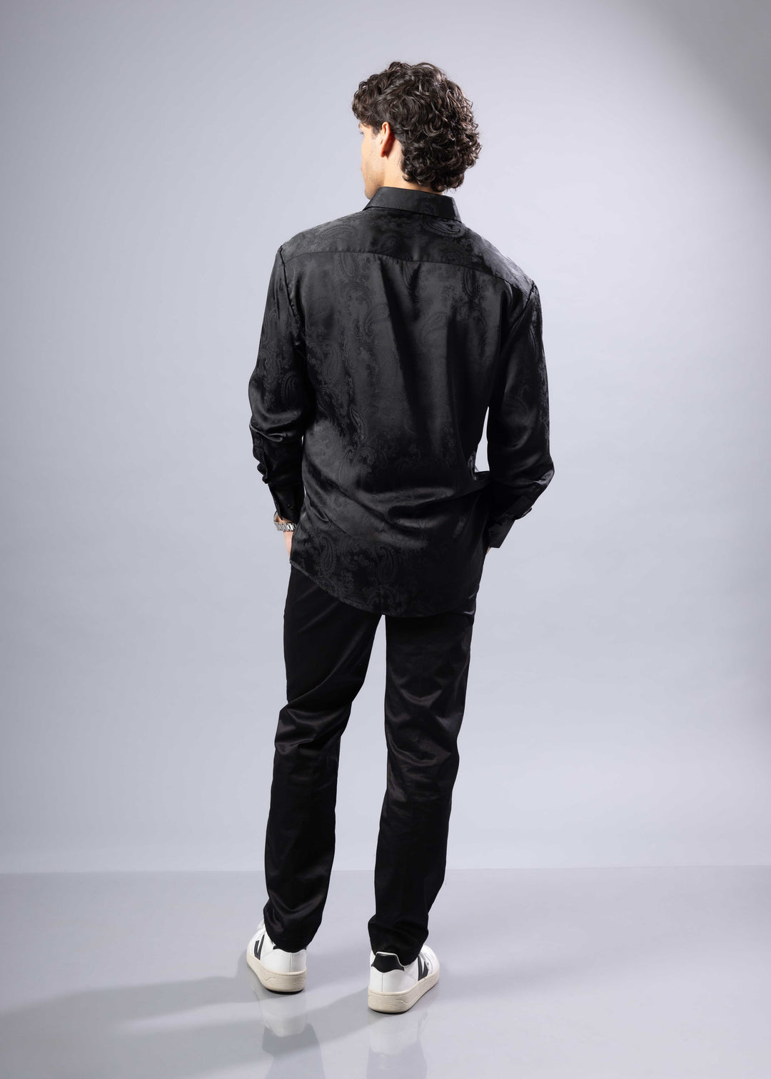 Paisley Texture Long Sleeve Dress Shirt