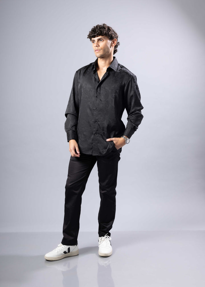 Paisley Texture Long Sleeve Dress Shirt