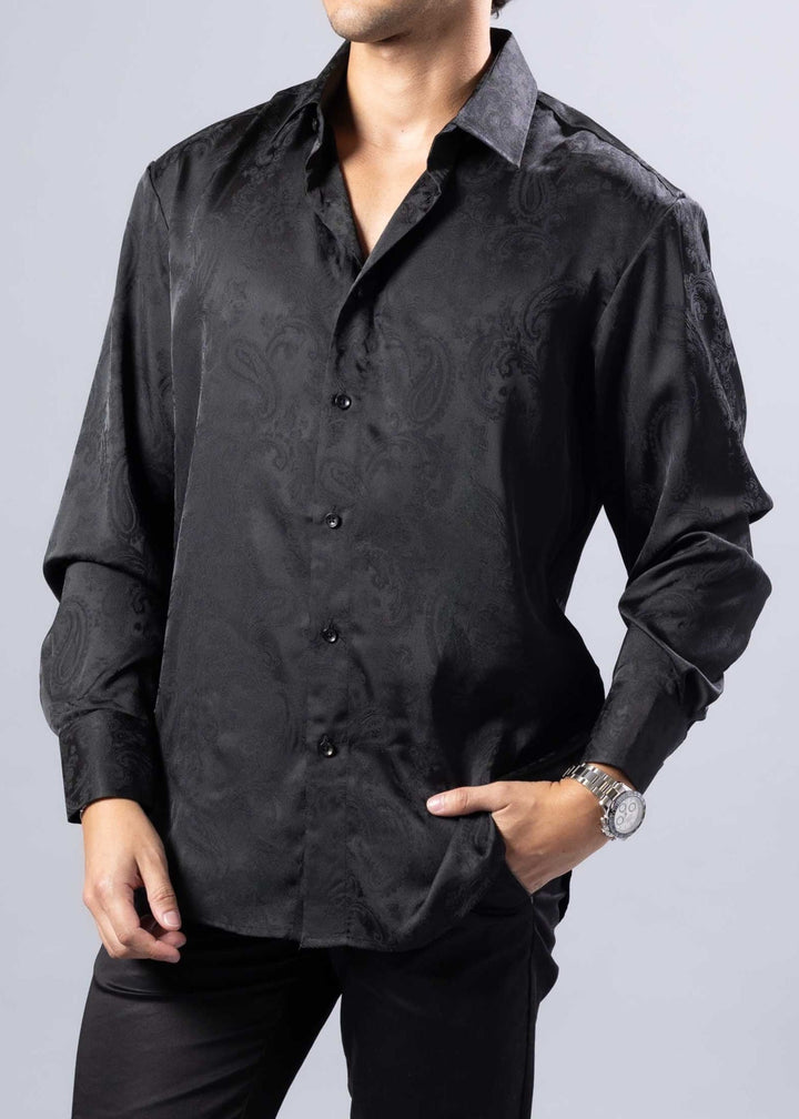 Paisley Texture Long Sleeve Dress Shirt
