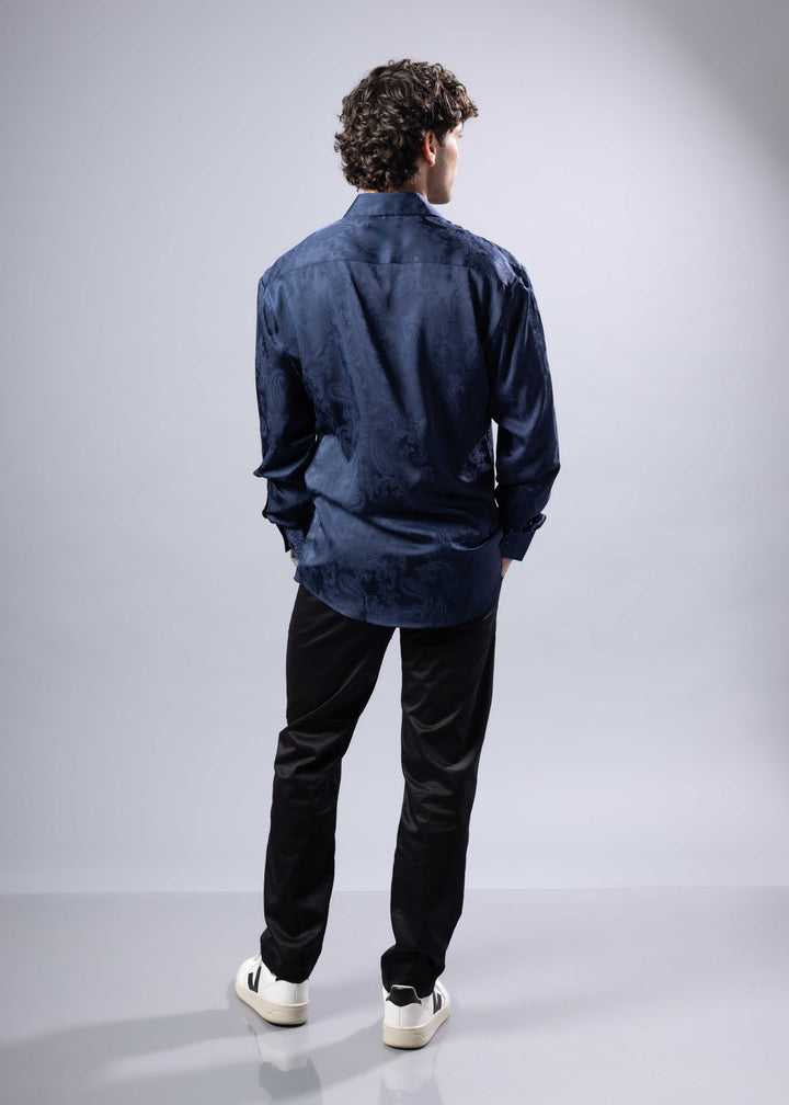 Paisley Texture Long Sleeve Dress Shirt