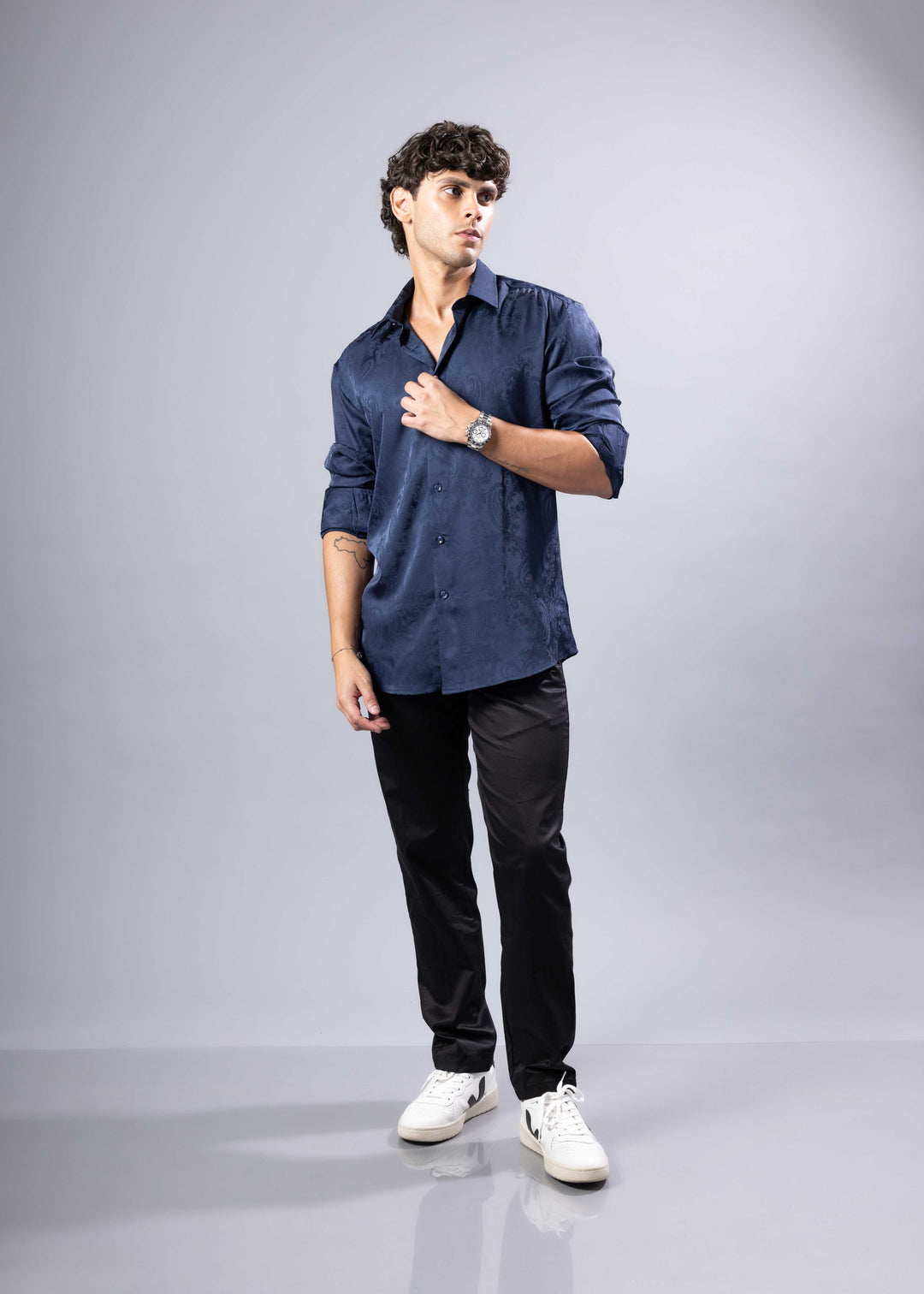 Paisley Texture Long Sleeve Dress Shirt