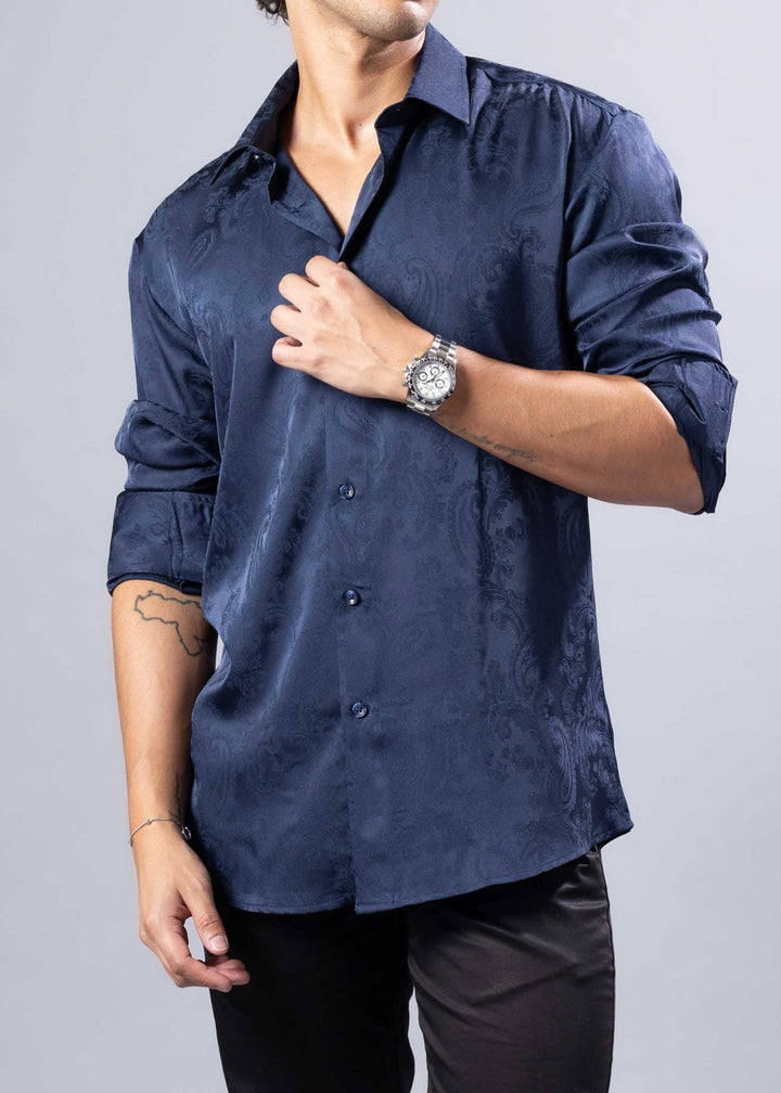 Paisley Texture Long Sleeve Dress Shirt