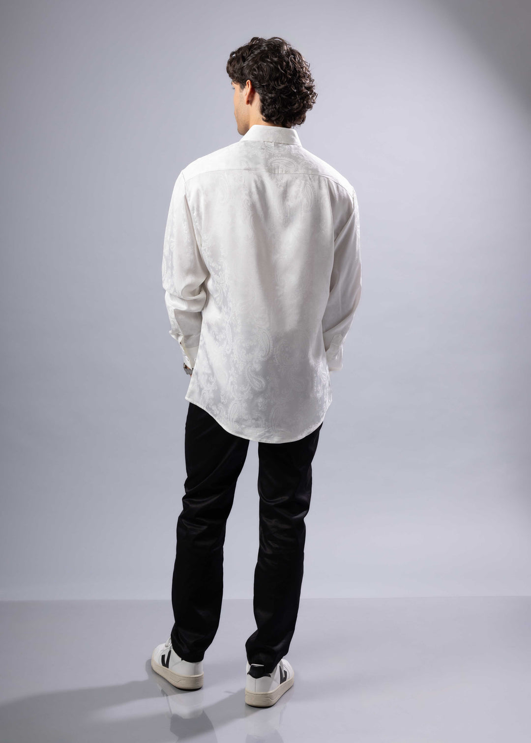 Paisley Texture Long Sleeve Dress Shirt