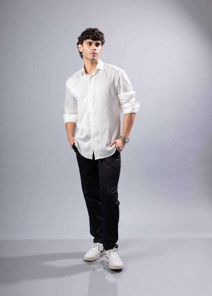 Paisley Texture Long Sleeve Dress Shirt
