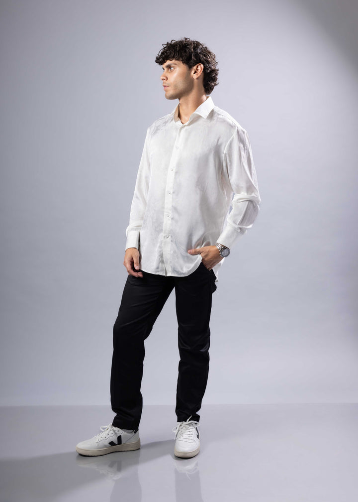 Paisley Texture Long Sleeve Dress Shirt