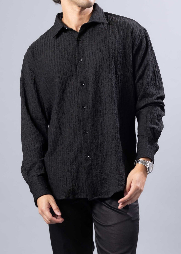 'Noah' Textured Long Sleeve Shirt