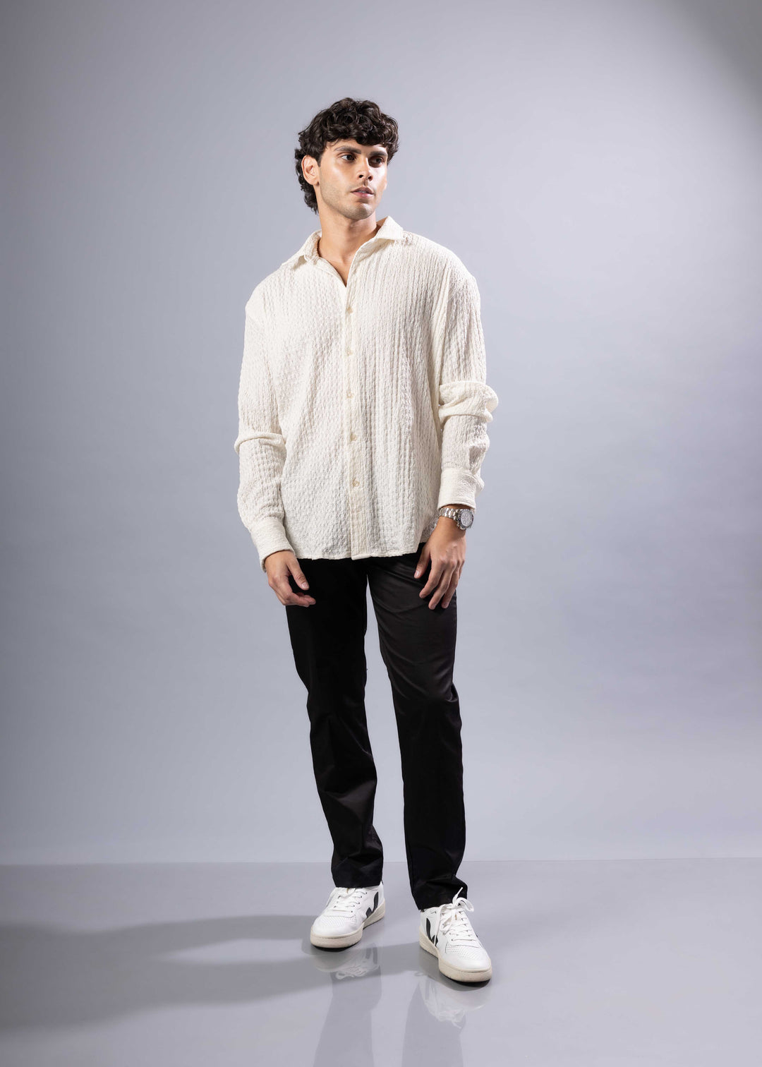 'Noah' Textured Long Sleeve Shirt