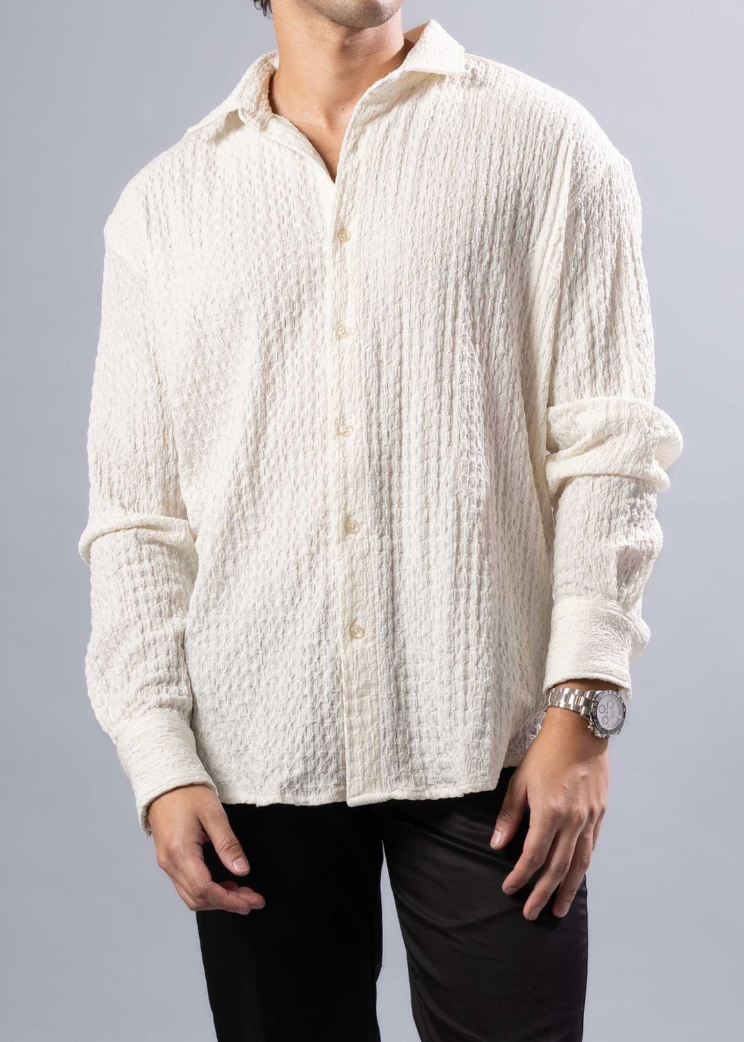'Noah' Textured Long Sleeve Shirt