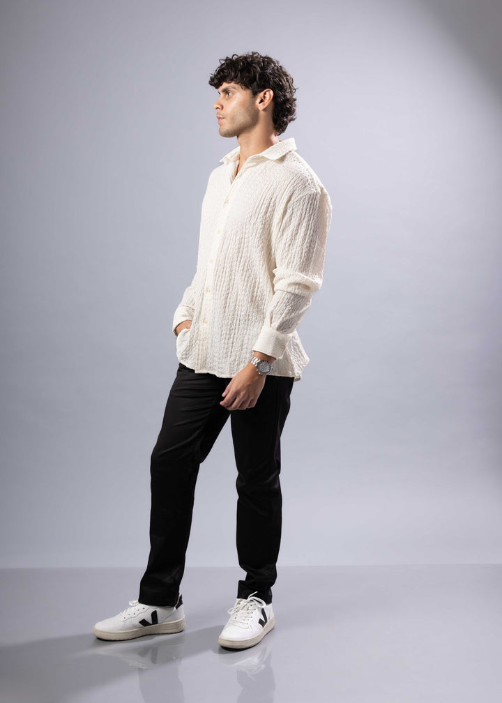 'Noah' Textured Long Sleeve Shirt