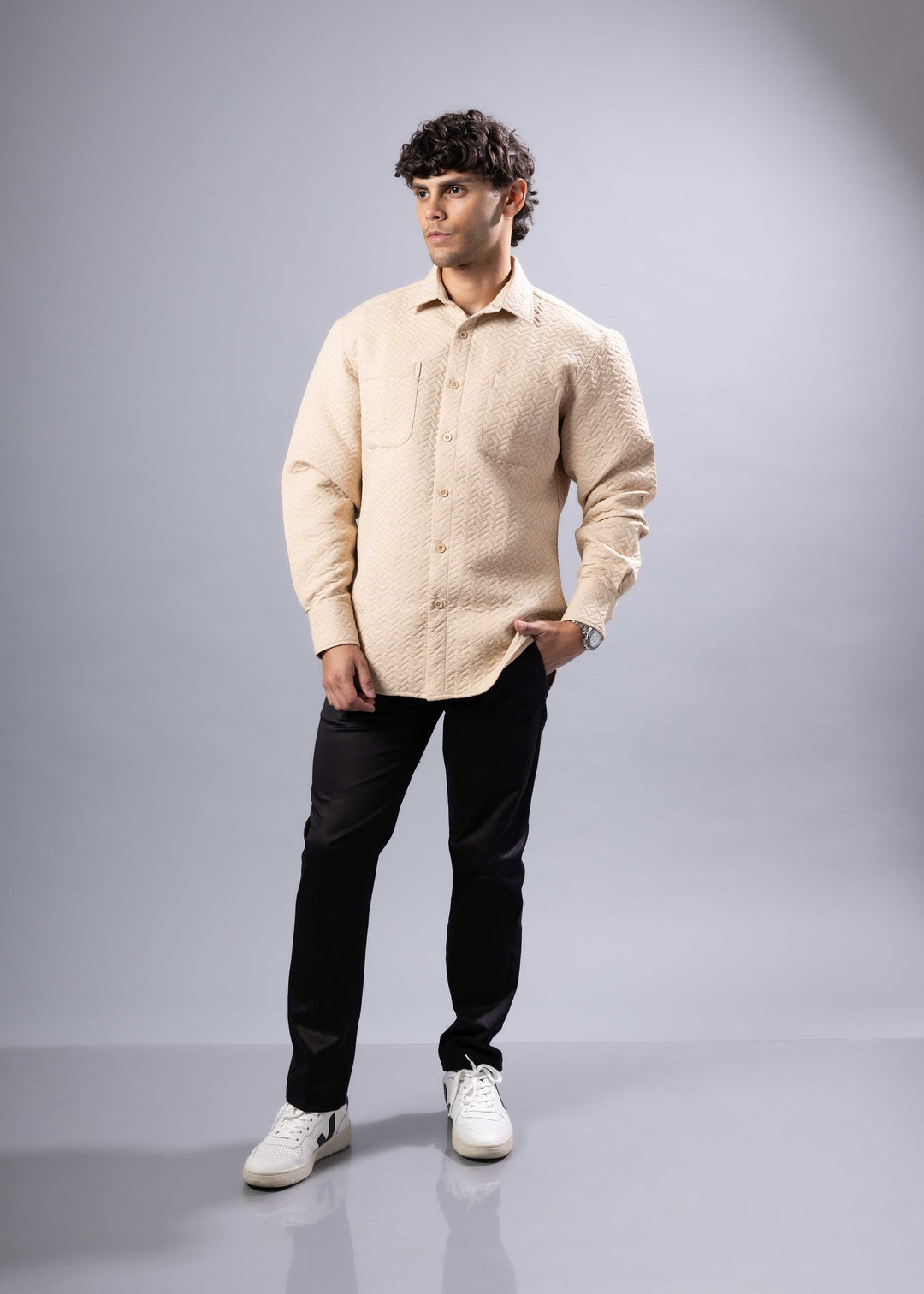 Textured Quilted Shacket – Modern Relaxed Fit