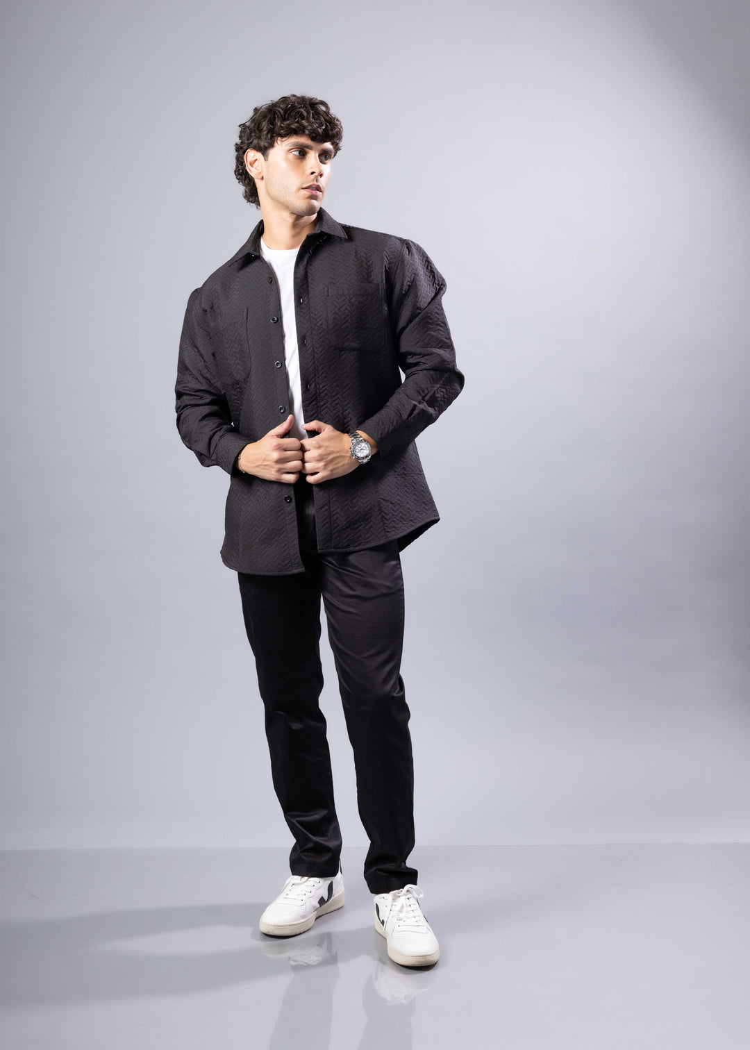 Textured Quilted Shacket – Modern Relaxed Fit