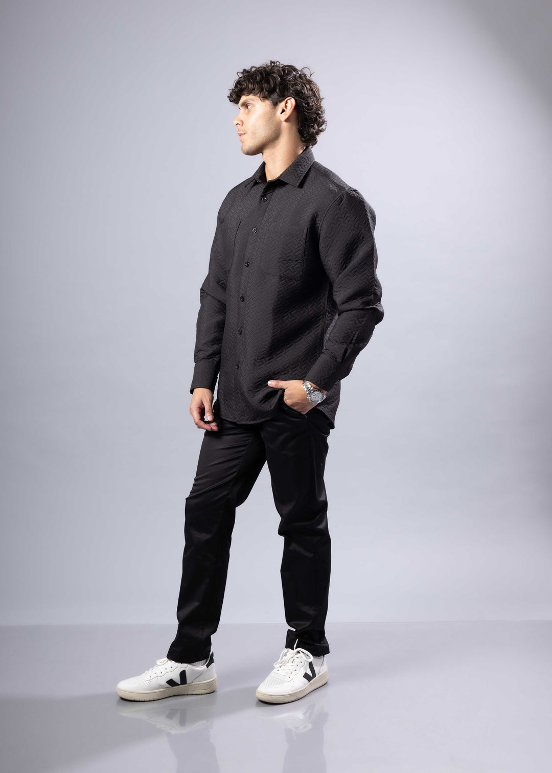 Textured Quilted Shacket – Modern Relaxed Fit