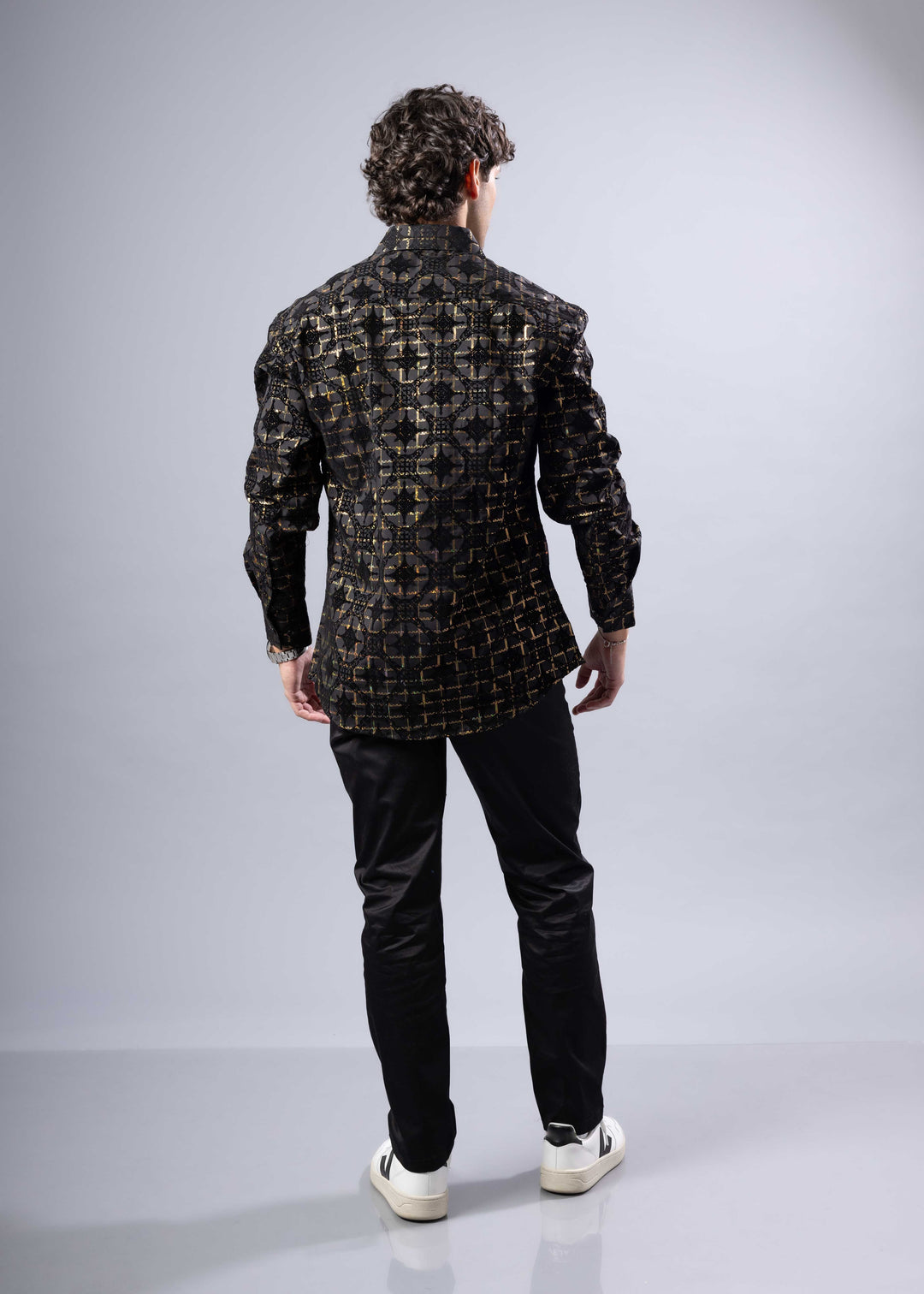 Foil Print Button-Up Shirt