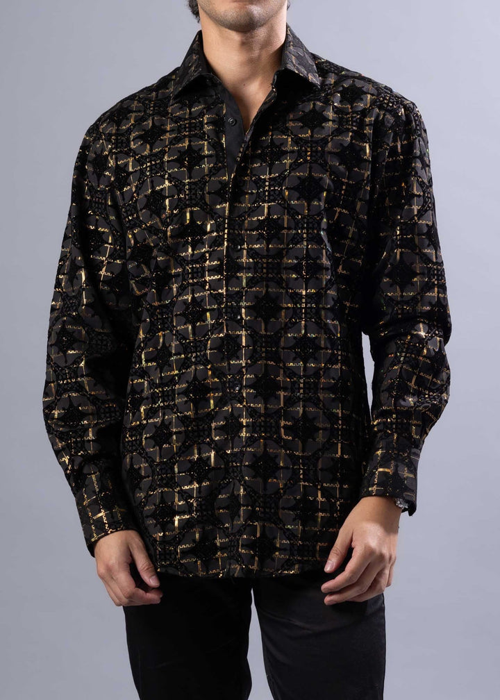 Foil Print Button-Up Shirt