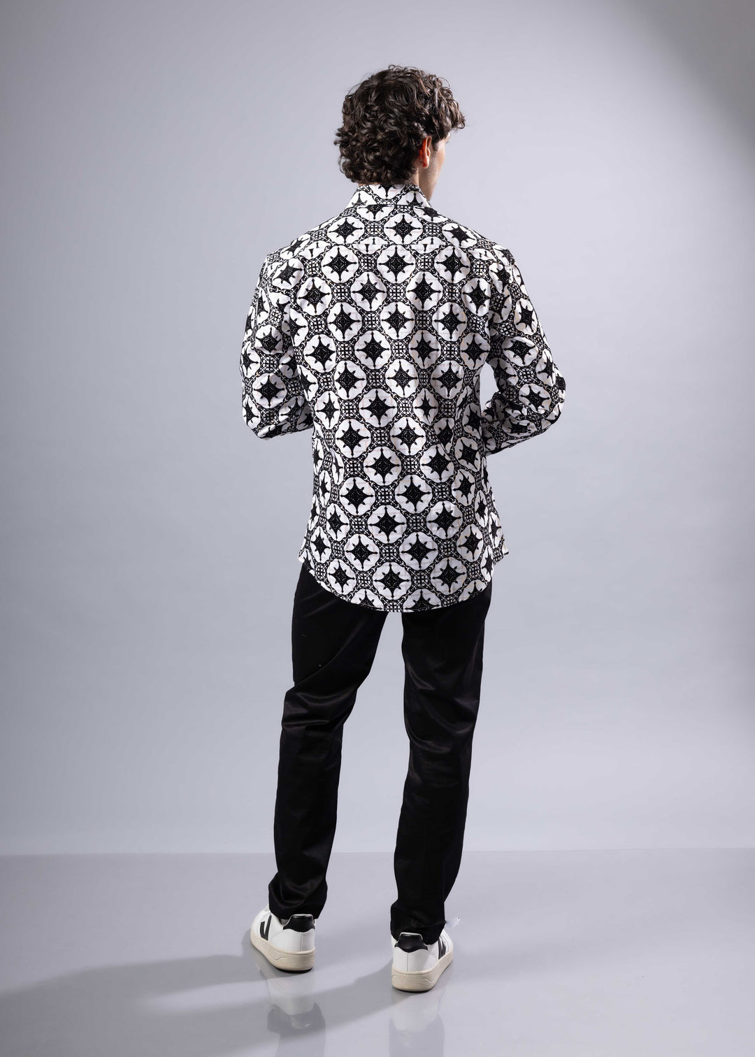 Foil Print Button-Up Shirt