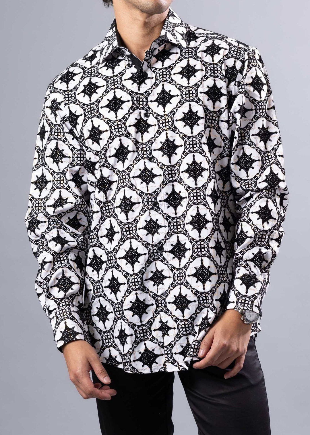 Foil Print Button-Up Shirt