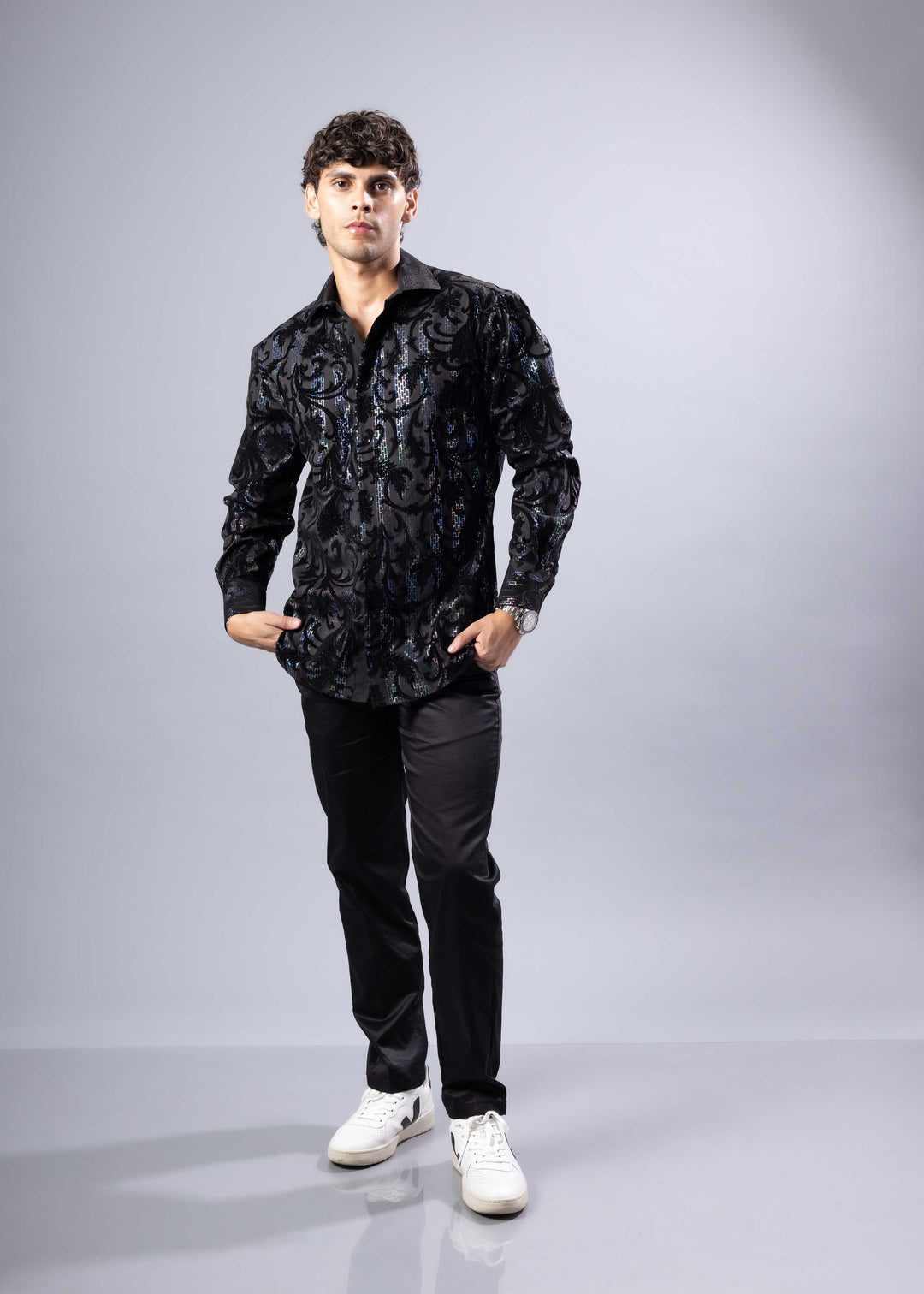 Velvet Baroque Pattern Shirt