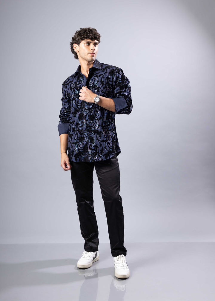 Velvet Baroque Pattern Shirt