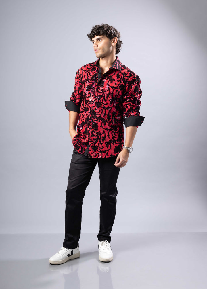 Velvet Baroque Pattern Shirt