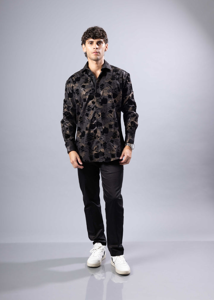 Floral Jacquard Shirt – Long Sleeve Modern Fit