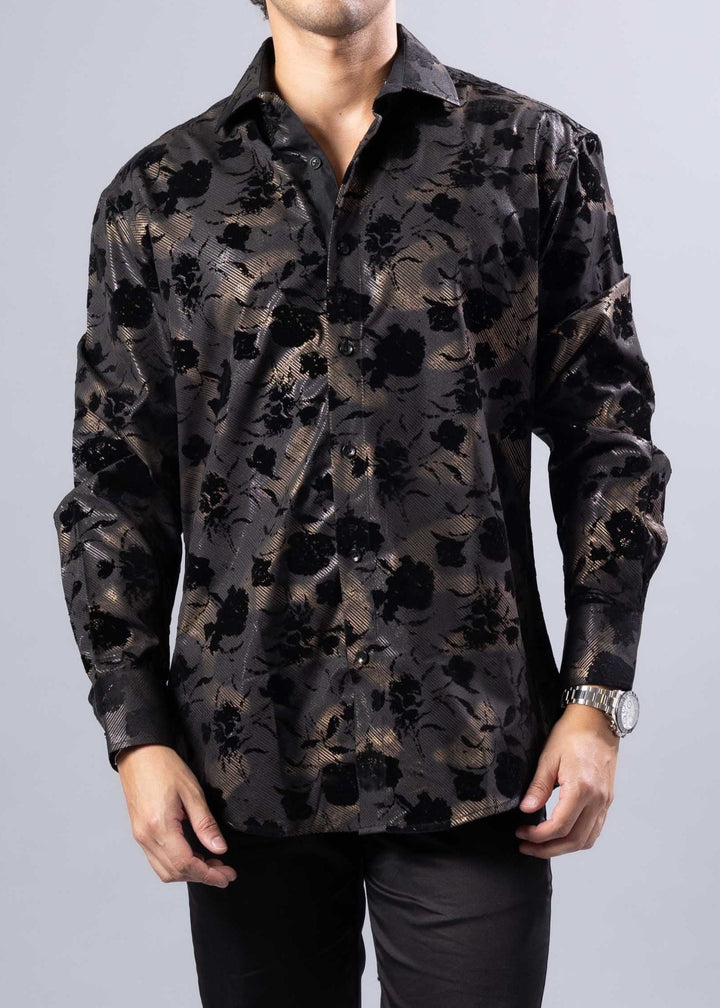 Floral Jacquard Shirt – Long Sleeve Modern Fit