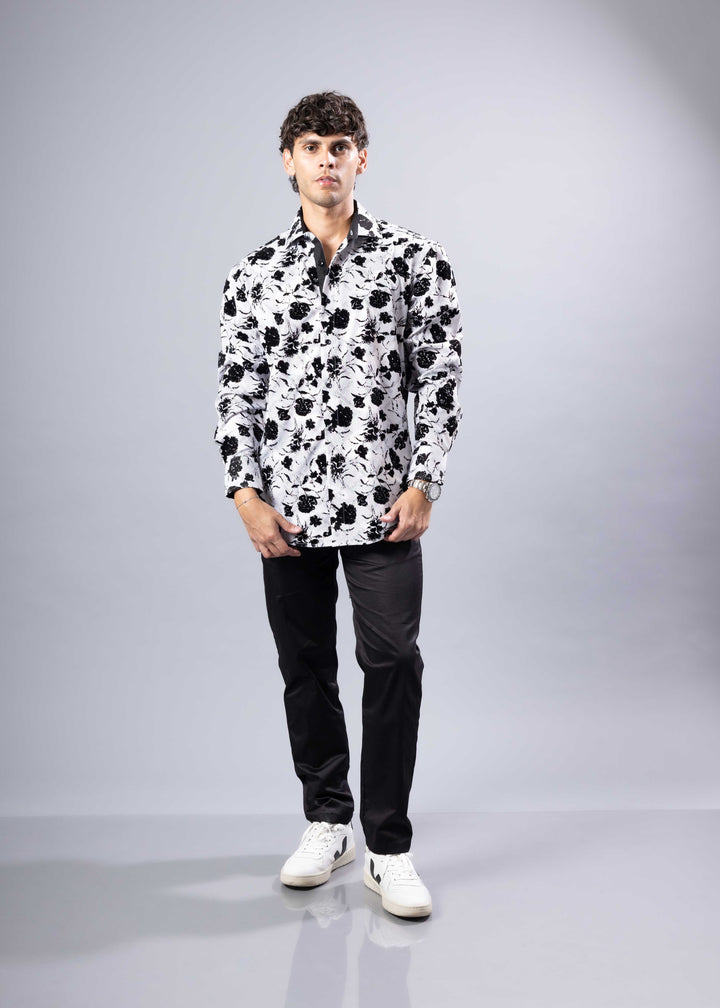 Floral Jacquard Shirt – Long Sleeve Modern Fit