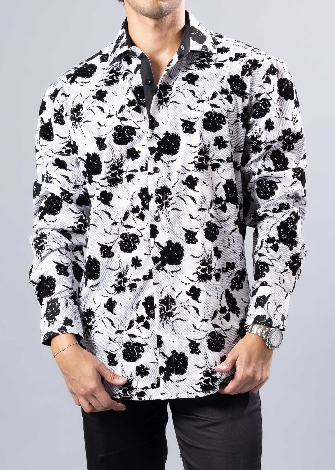 Floral Jacquard Shirt – Long Sleeve Modern Fit
