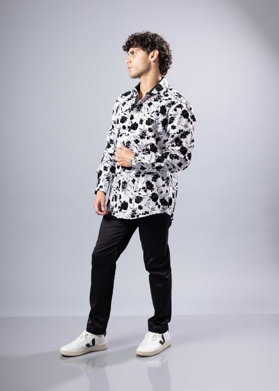 Floral Jacquard Shirt – Long Sleeve Modern Fit