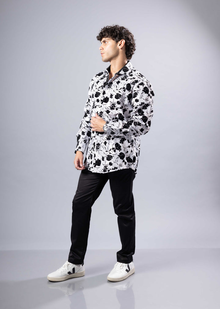 Floral Jacquard Shirt – Long Sleeve Modern Fit