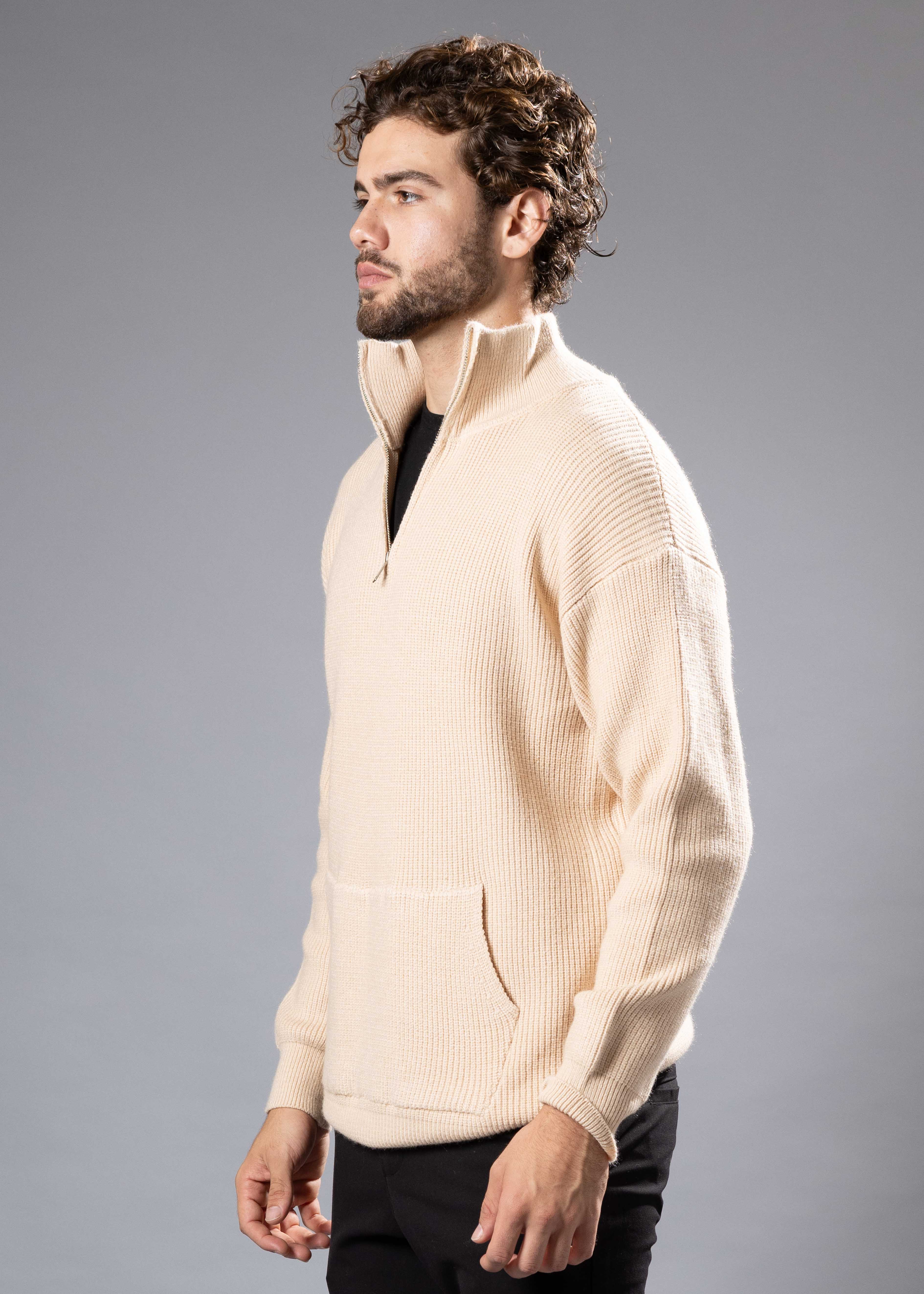 Ribbed Half-Zip Knit Sweater – BESPOKE MODA