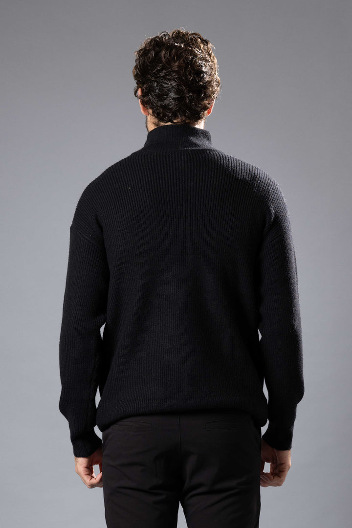 Ribbed Half-Zip Knit Sweater