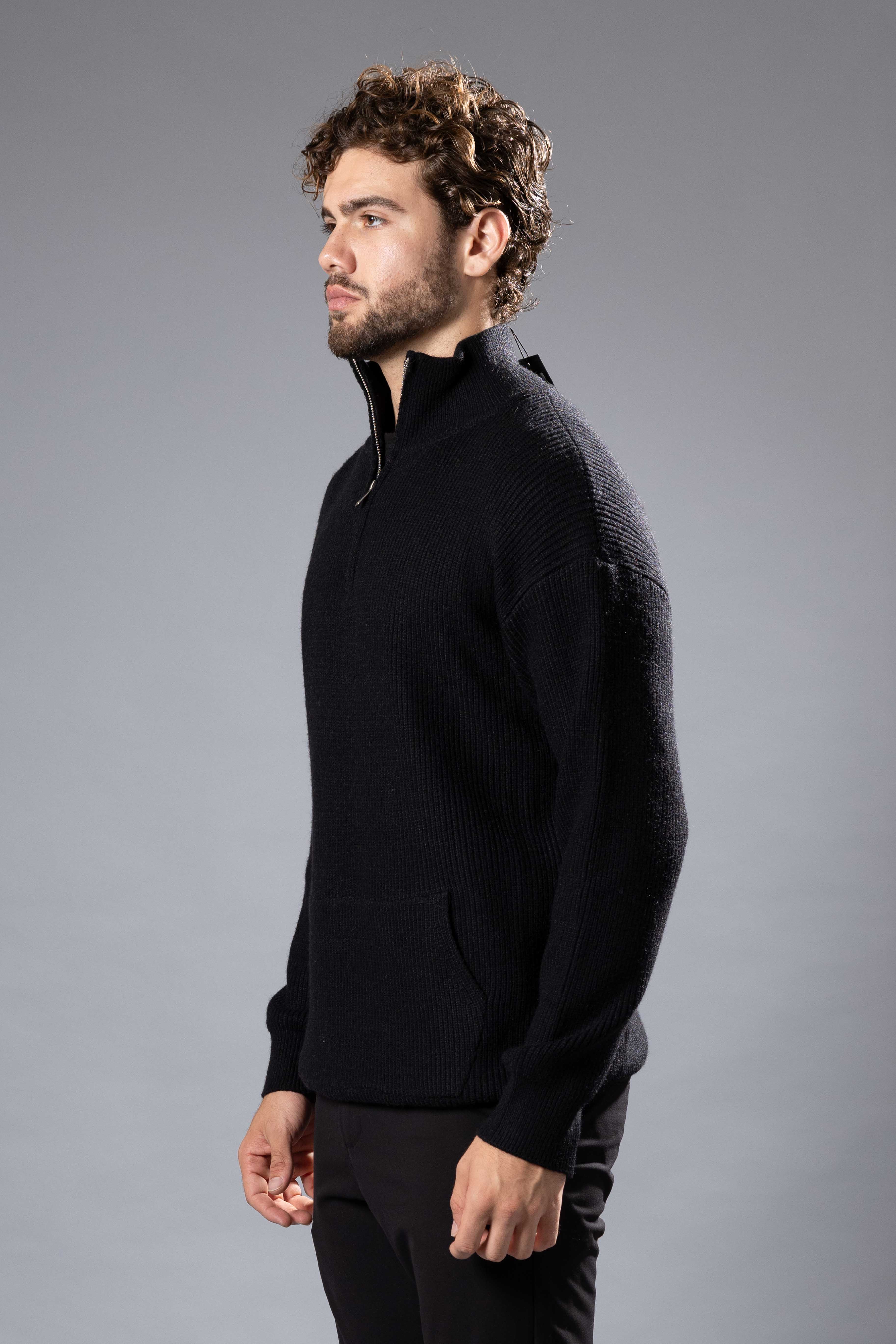 Ribbed Half-Zip Knit Sweater – BESPOKE MODA