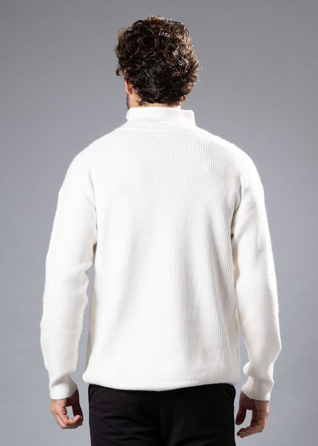 Ribbed Half-Zip Knit Sweater