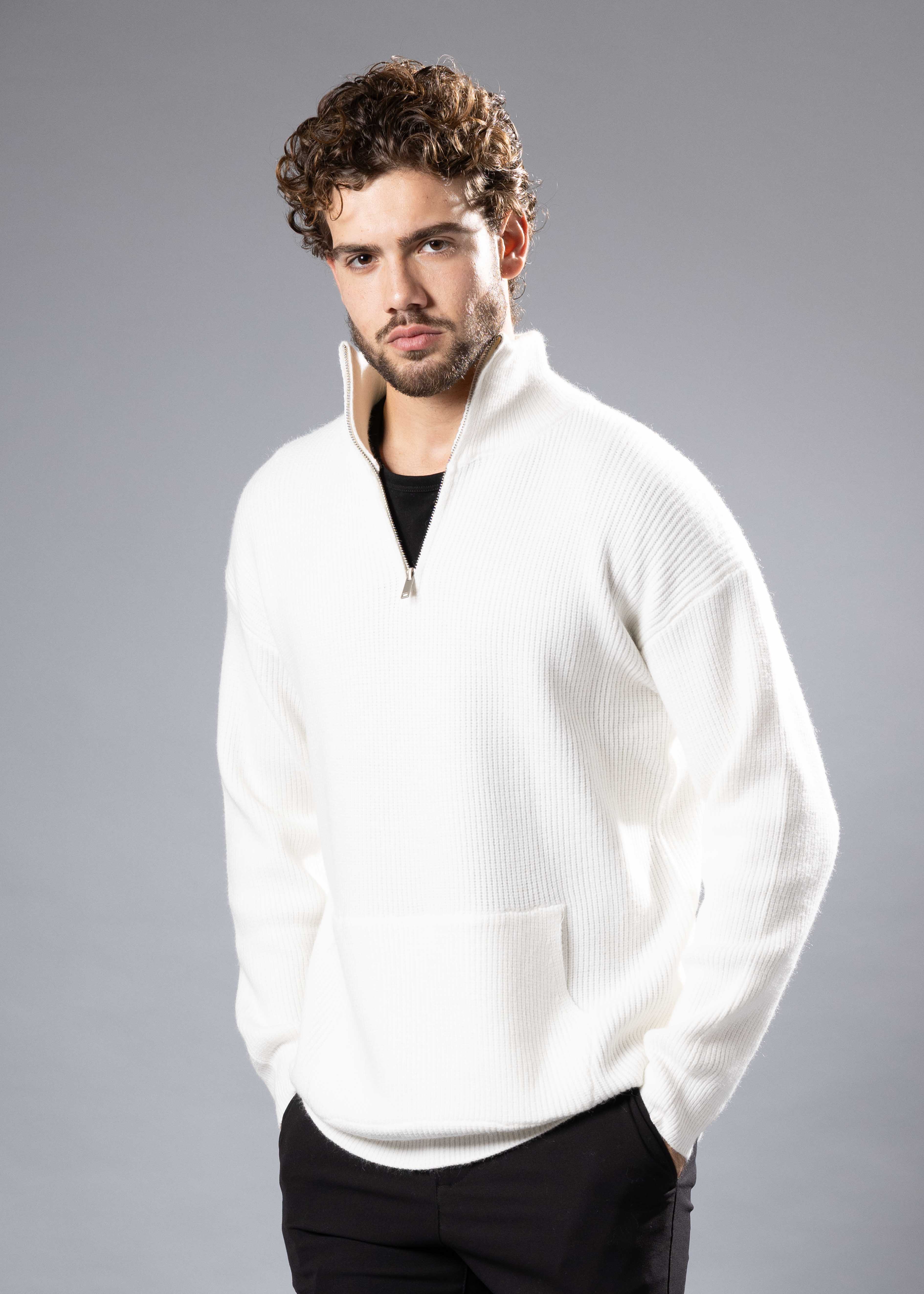 Ribbed Half-Zip Knit Sweater – BESPOKE MODA