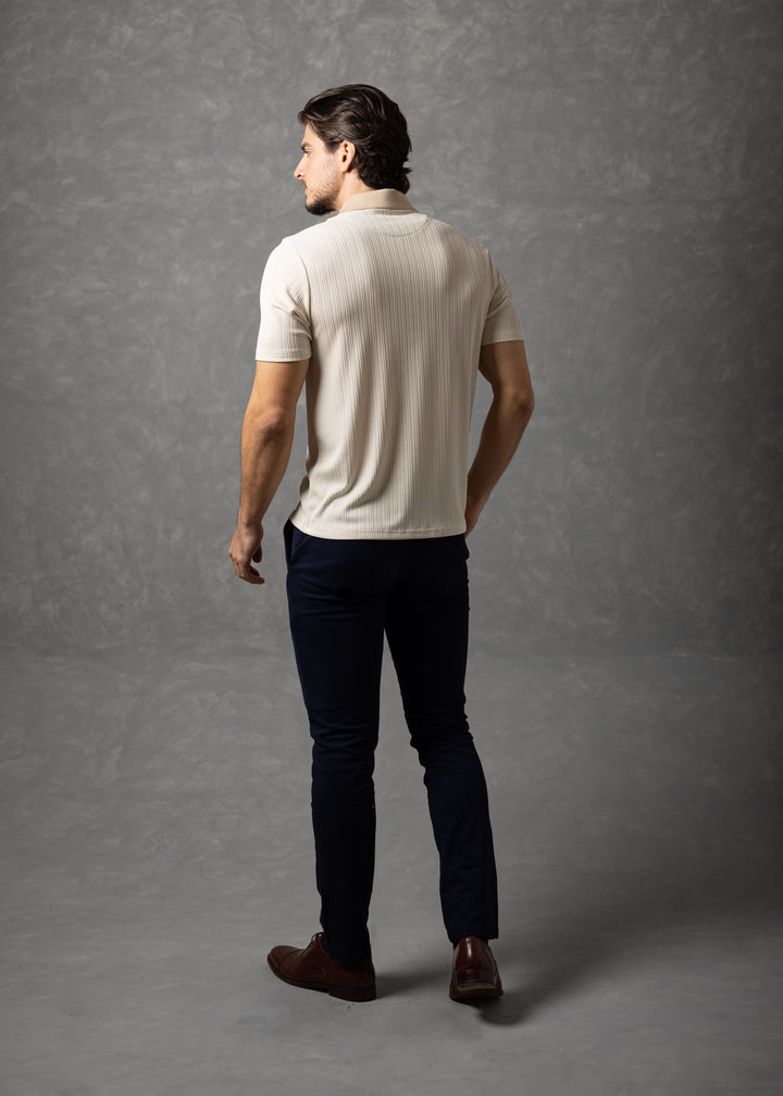 Amalfi – Vertical Textured Knit Polo Shirt