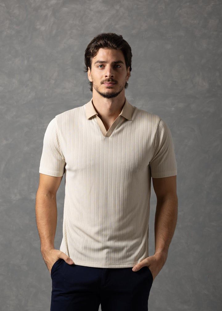 Amalfi – Vertical Textured Knit Polo Shirt