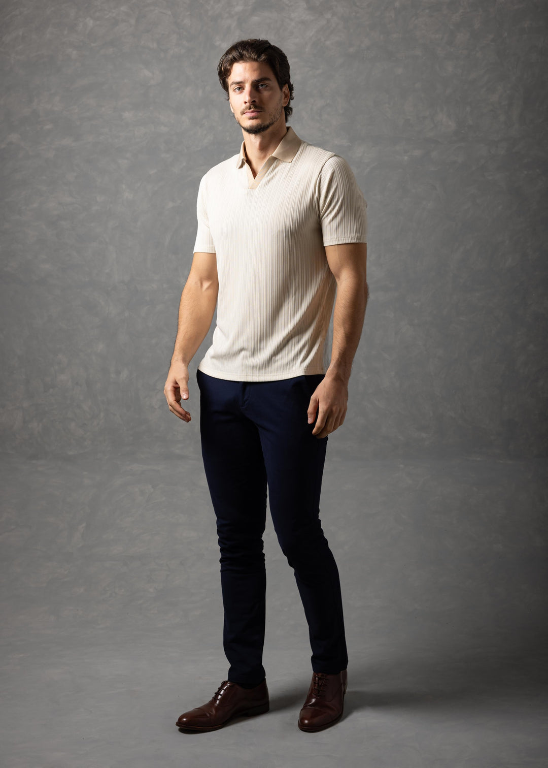 Amalfi – Vertical Textured Knit Polo Shirt