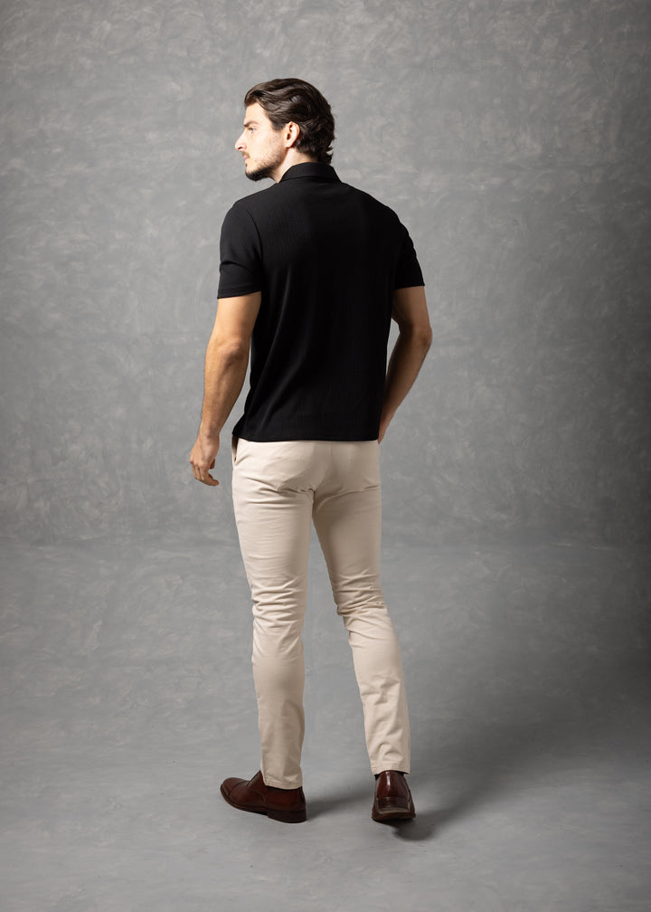 Amalfi – Vertical Textured Knit Polo Shirt