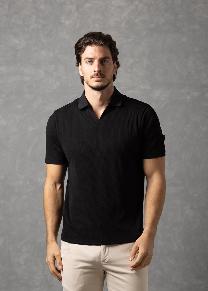 Amalfi – Vertical Textured Knit Polo Shirt