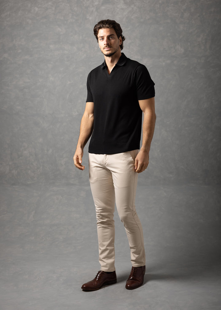 Amalfi – Vertical Textured Knit Polo Shirt