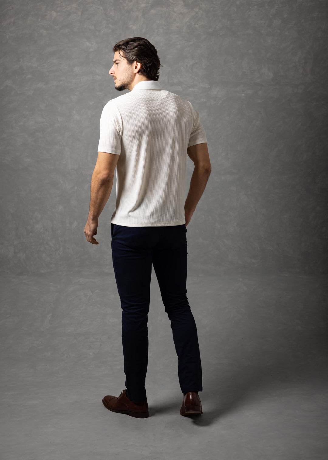 Amalfi – Vertical Textured Knit Polo Shirt